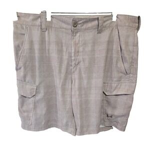 Under Armour Golf Shorts HeatGear Men's 40 Tan Plaid Chino 10" Inseam Comfort